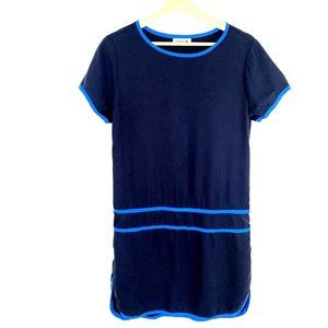 Lacoste Womens Shift Dress Lyocell Navy Blue Short Sleevesl Sz 34 XXS US2